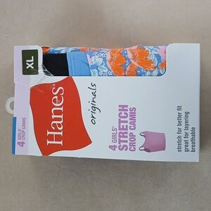Hanes Girls cotton Stetch Crop Camis Shirt 4 Pack Size 14